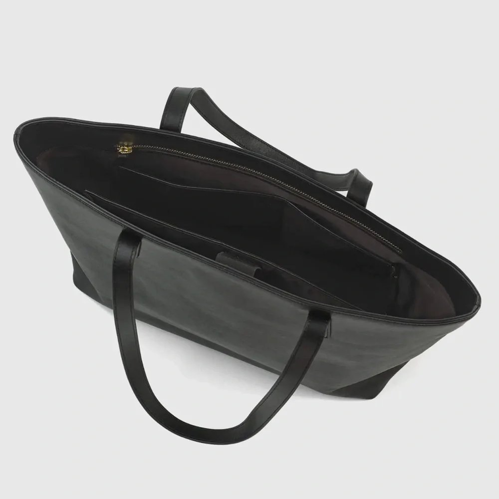 Classic Black Leather Tote Bag - Picture 5 of 11